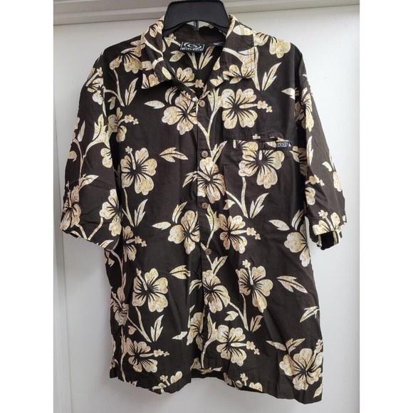 Gotcha Men's Hawaiian Shirt Brown Button Down Short Sleeve Floral Print Sz XL - Picture 1 of 3